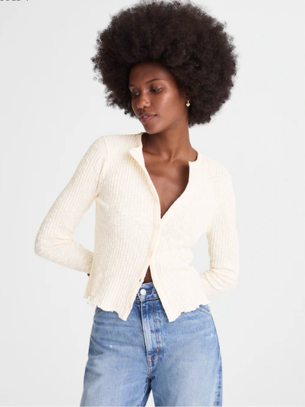 Madewell Lettuce-Hem Ribbed Cardigan